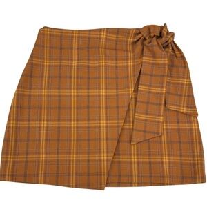 Aritzia Wilfred Brown Wrap Mini Skirt with Tie Front